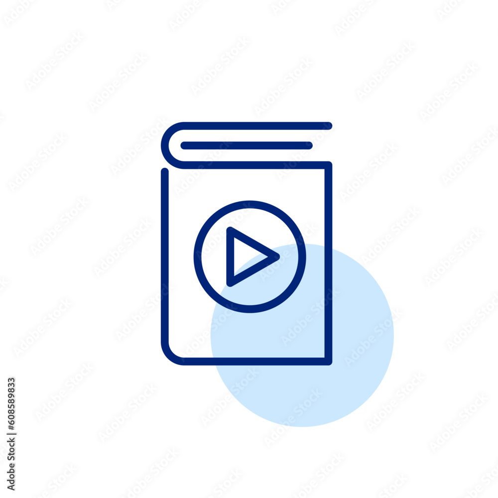 Audiobook icon. Book with play symbol. Pixel perfect, editable stroke simple icon Audiobook icon. Book with play symbol. Pixel perfect, editable stroke simple icon