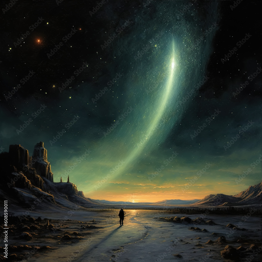 Natural landscape under AI planet Natural landscape under AI planet