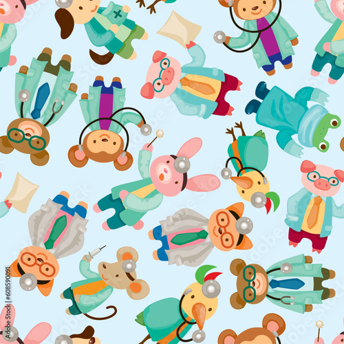 animal doctor seamless pattern