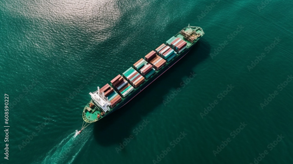 A container ship is sailing in the ocean.generative ai