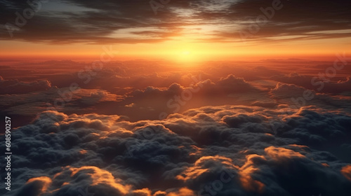 The sun rises above the clouds.generative ai