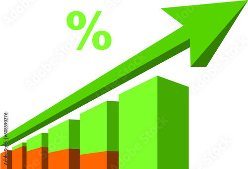 Business graph with arrow