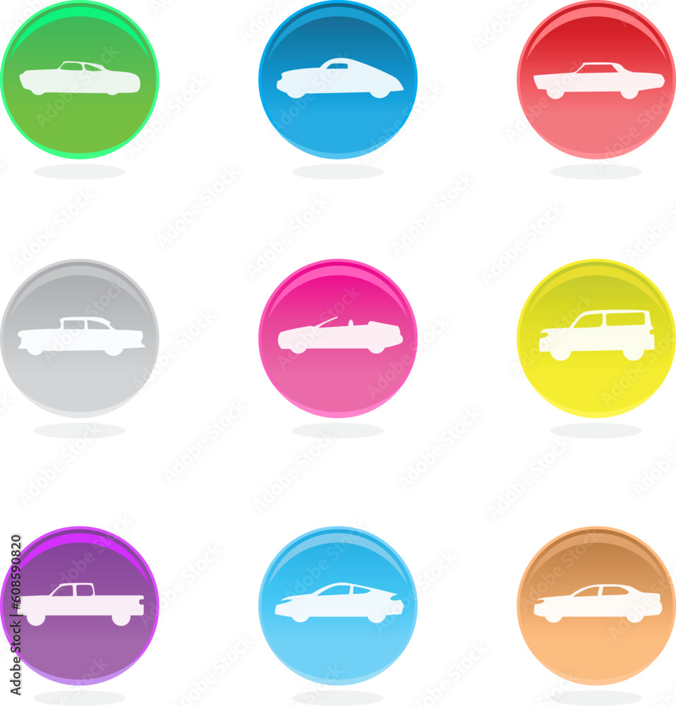 Cars circular icons Cars circular icons