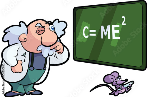 professor and mouse vector