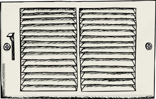 Air duct register cover for vent illustration over white