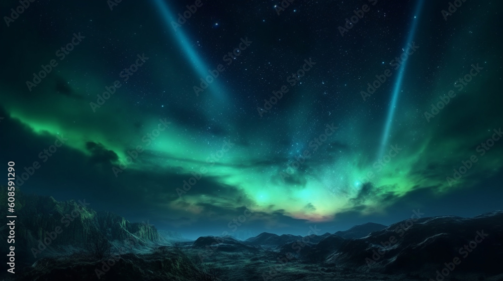 The northern lights are lit up in the sky.generative ai