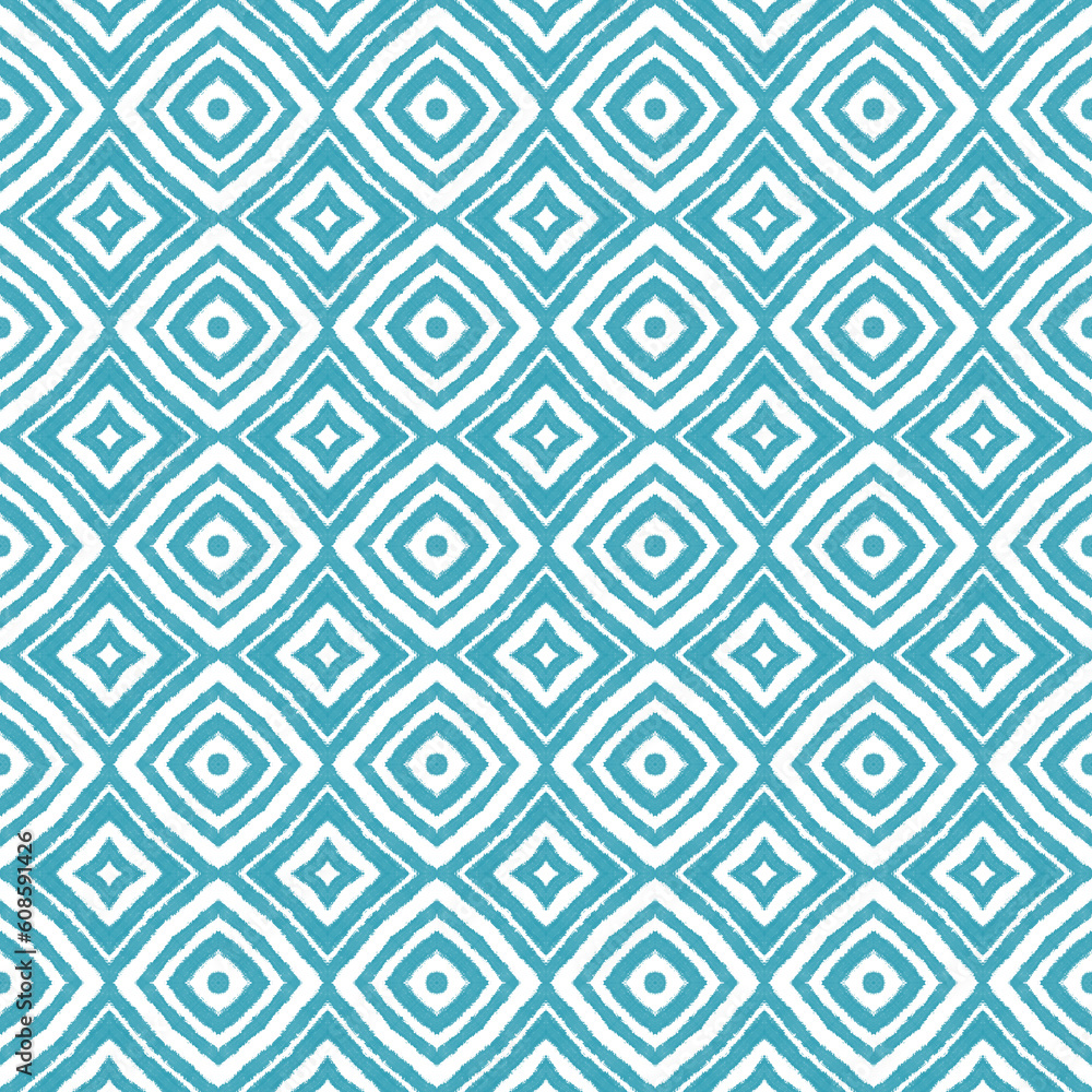 Medallion seamless pattern. Turquoise symmetrical Medallion seamless pattern. Turquoise symmetrical