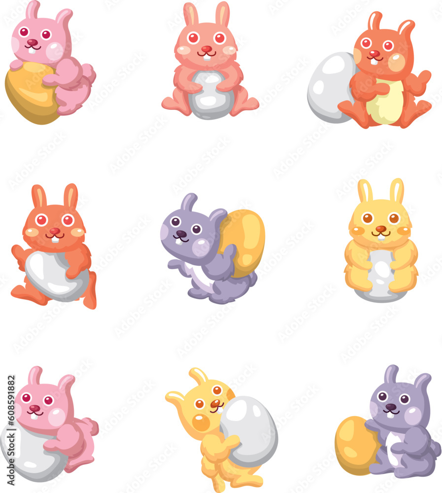 Obraz premium cartoon easter rabbit and egg icon
