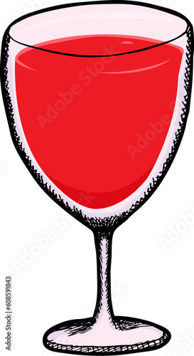 Goblet with cranberry juice isolated over white