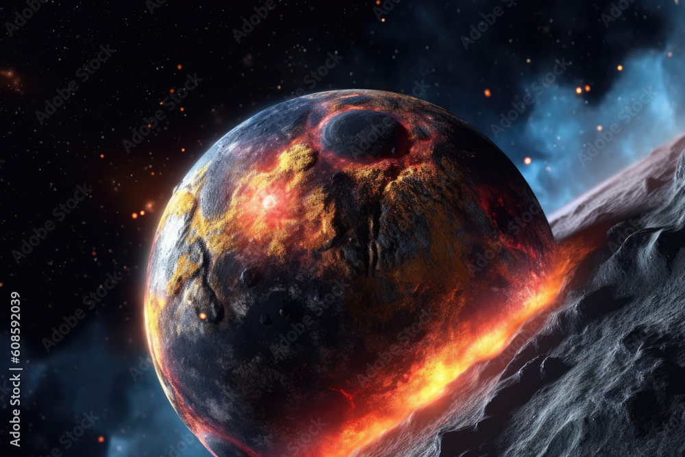 Obraz premium The collision of two planets in space. Free photo