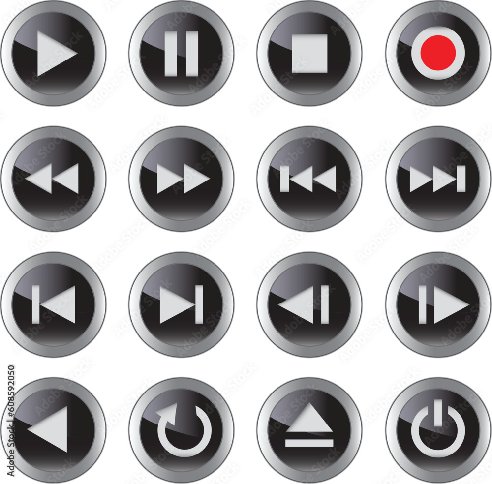 Multimedia control glossy icon/button set for web, applications, electronic and press media.Vector illustration Multimedia control glossy icon/button set for web, applications, electronic and press media.Vector illustration