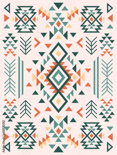 Native American style. Abstract Navajo rug. Tribal vector pattern. Native Indian ornament. Folk embroidery and Mexican style. Aztec geometric art.