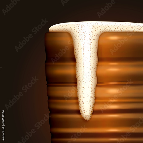 Editable vector illustration of froth spilling over a drinking cup made using gradient meshes