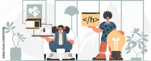 A collect of SEO stars. Synchronization and security of information capacity concept. Trendy style, Vector Illustration