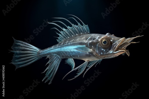 Sloane viperfish (Chauliodus sloani) - deep ocean creature. Generative AI