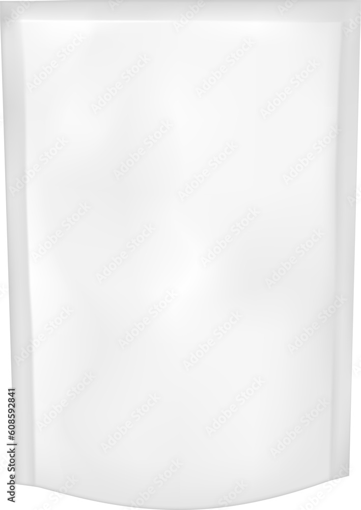 White empty plastic packaging with cap. Blank foil sachet for food or drink