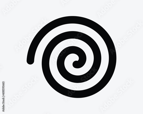 Spiral Icon. Swirl Spin Spinning Circle Motion Circular Tornado Twirl Typhoon Round Sign Symbol Black Artwork Graphic Illustration Clipart EPS Vector