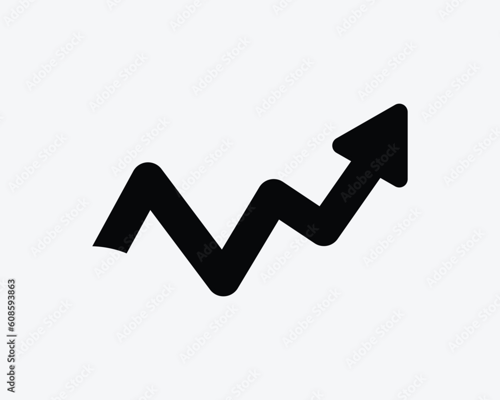 Stock Chart Arrow Line Icon. Growth Profit Market Economy Up Grow Increase Progress Sign Symbol Black Artwork Graphic Illustration Clipart EPS Vector Stock Chart Arrow Line Icon. Growth Profit Market Economy Up Grow Increase Progress Sign Symbol Black Artwork Graphic Illustration Clipart EPS Vector