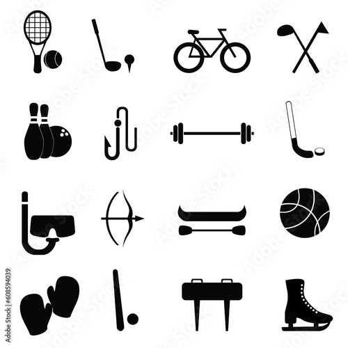 Sports and leisure equipment icon set