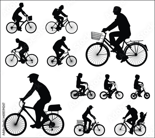 bicyclists silhouettes - vector illustration