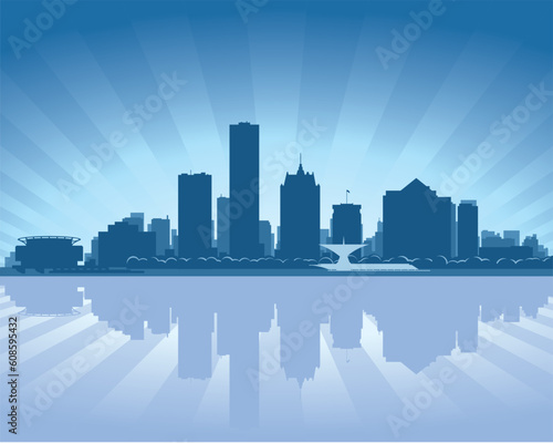 Milwaukee, Wisconsin skyline with reflection in water