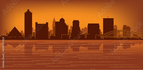 Memphis, Tennessee skyline with reflection in water