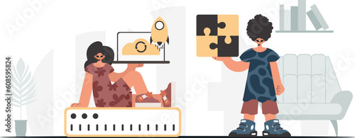 A collect of SEO stars. Synchronization and security of information capacity concept. Trendy style, Vector Illustration