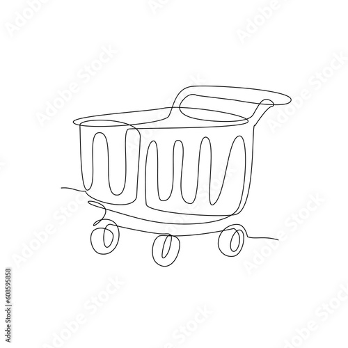 shopping trolley continuous single line drawing