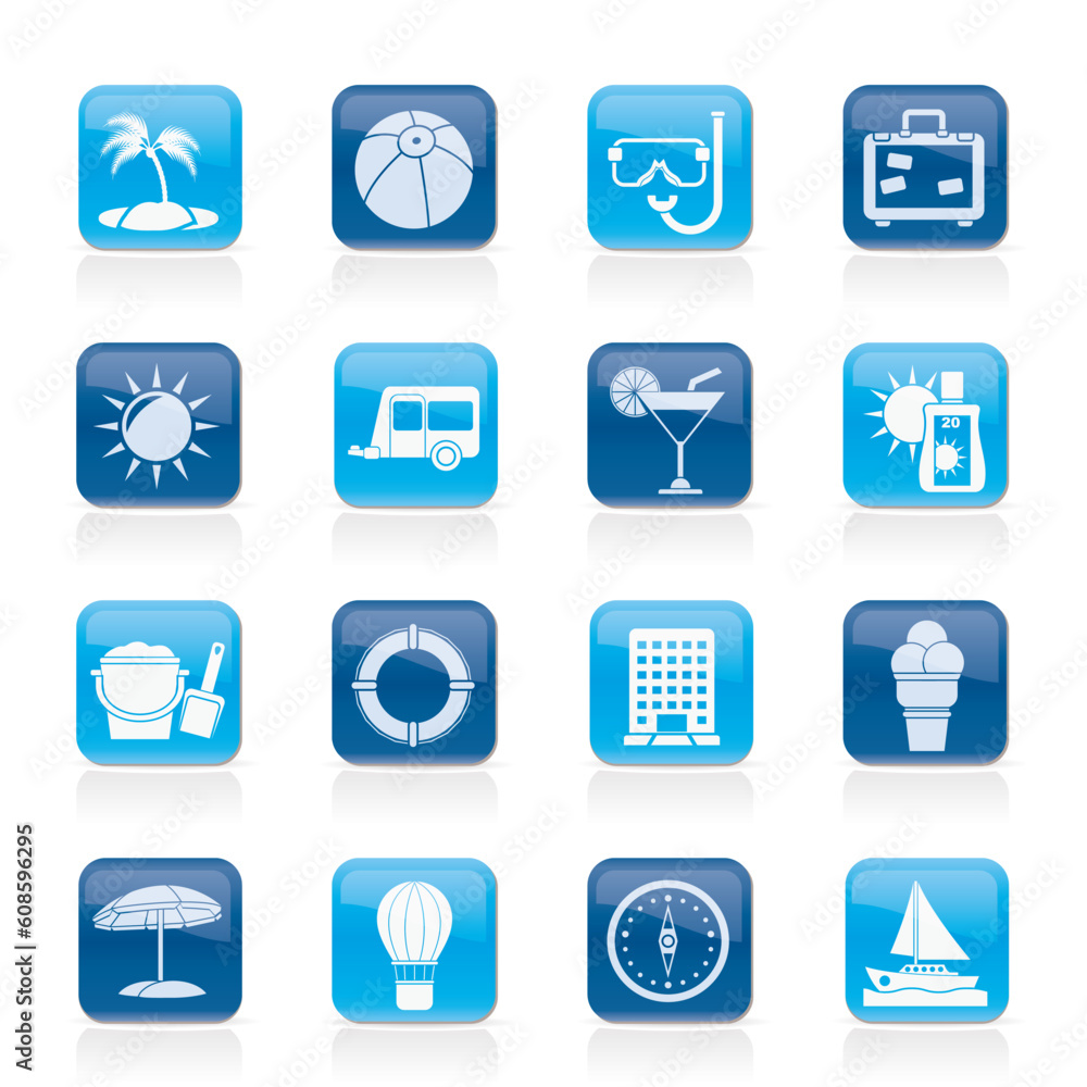 Vacation and holiday icons - vector icon set Vacation and holiday icons - vector icon set