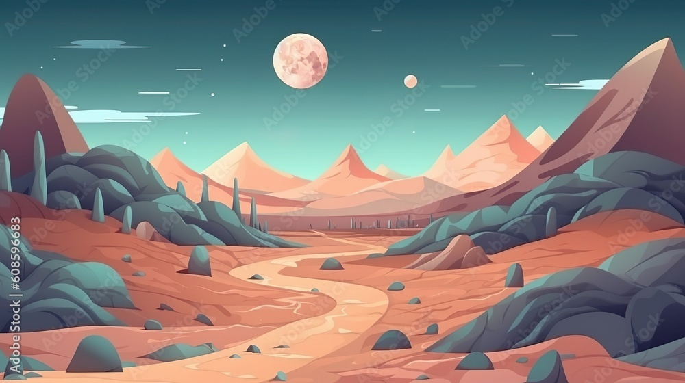Abstract background lunar landscape. A visually striking banner design highlighting, portraying the enigmatic and breathtaking nature of a lunar landscape. Generative AI.