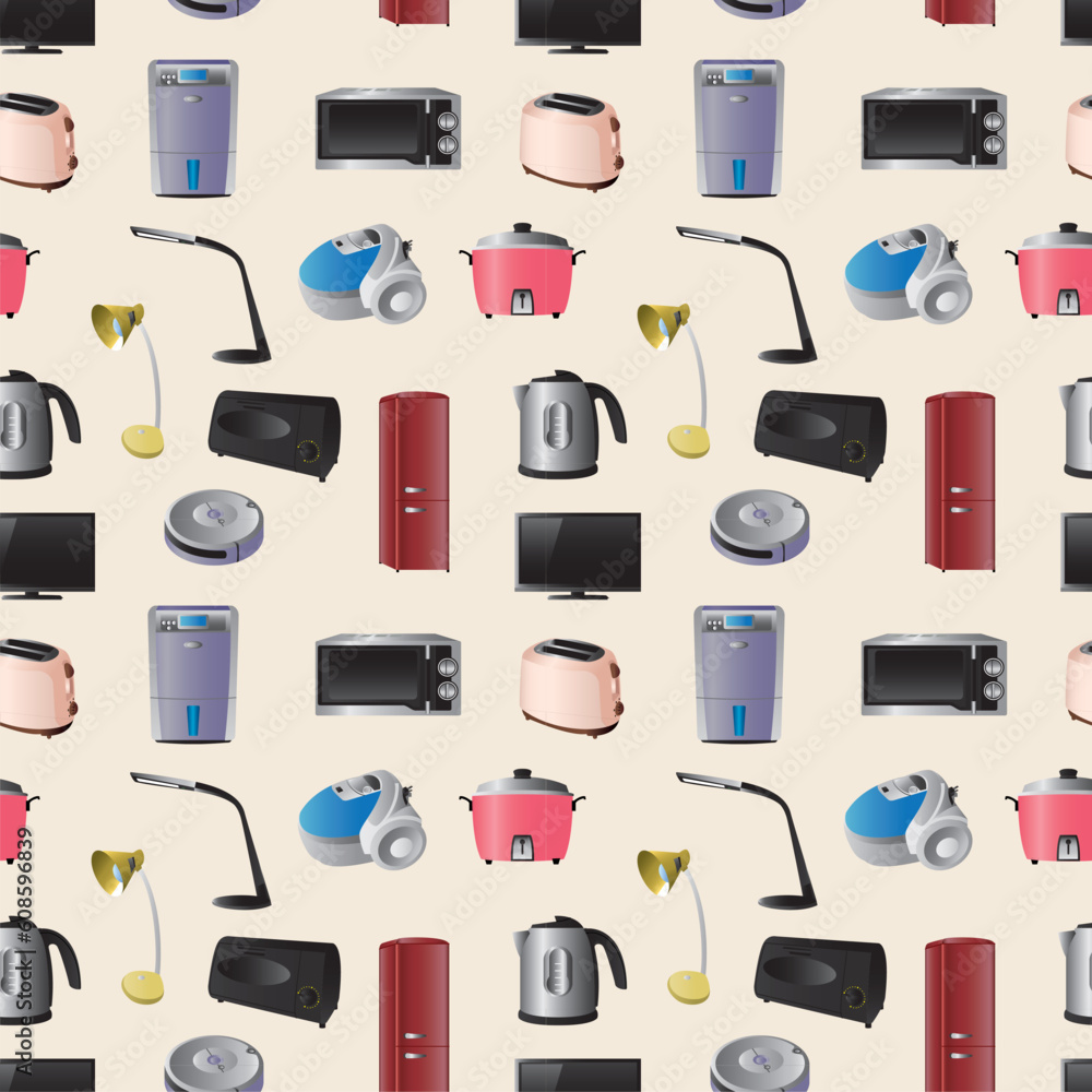 Household appliances seamless pattern Household appliances seamless pattern