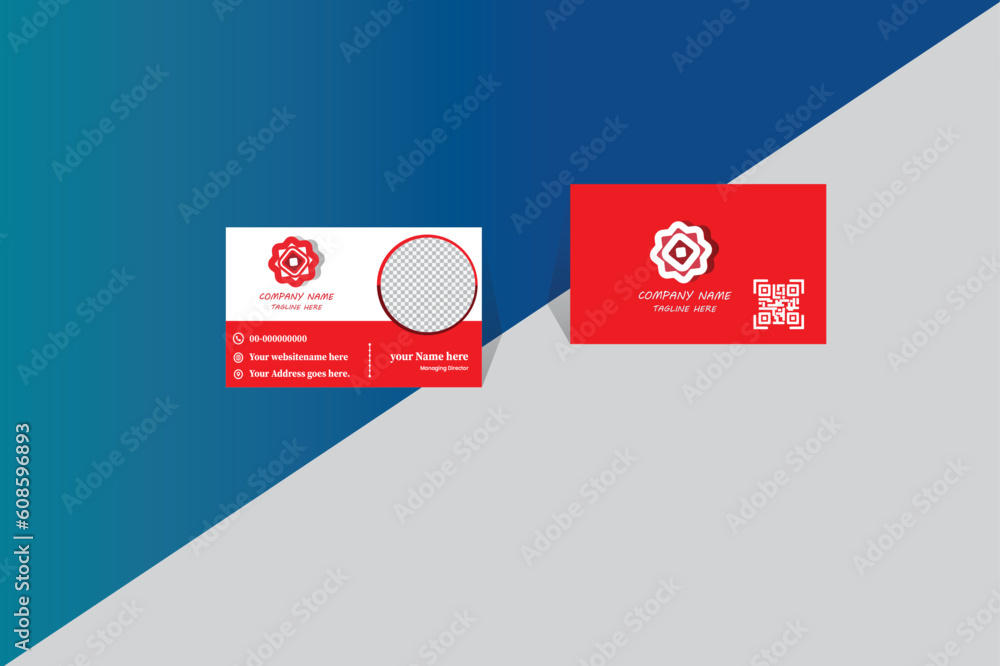 creative business card Template professional card design with image holder Clean gradient color geometric shape.