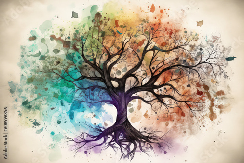 colorful tree of life, generative AI