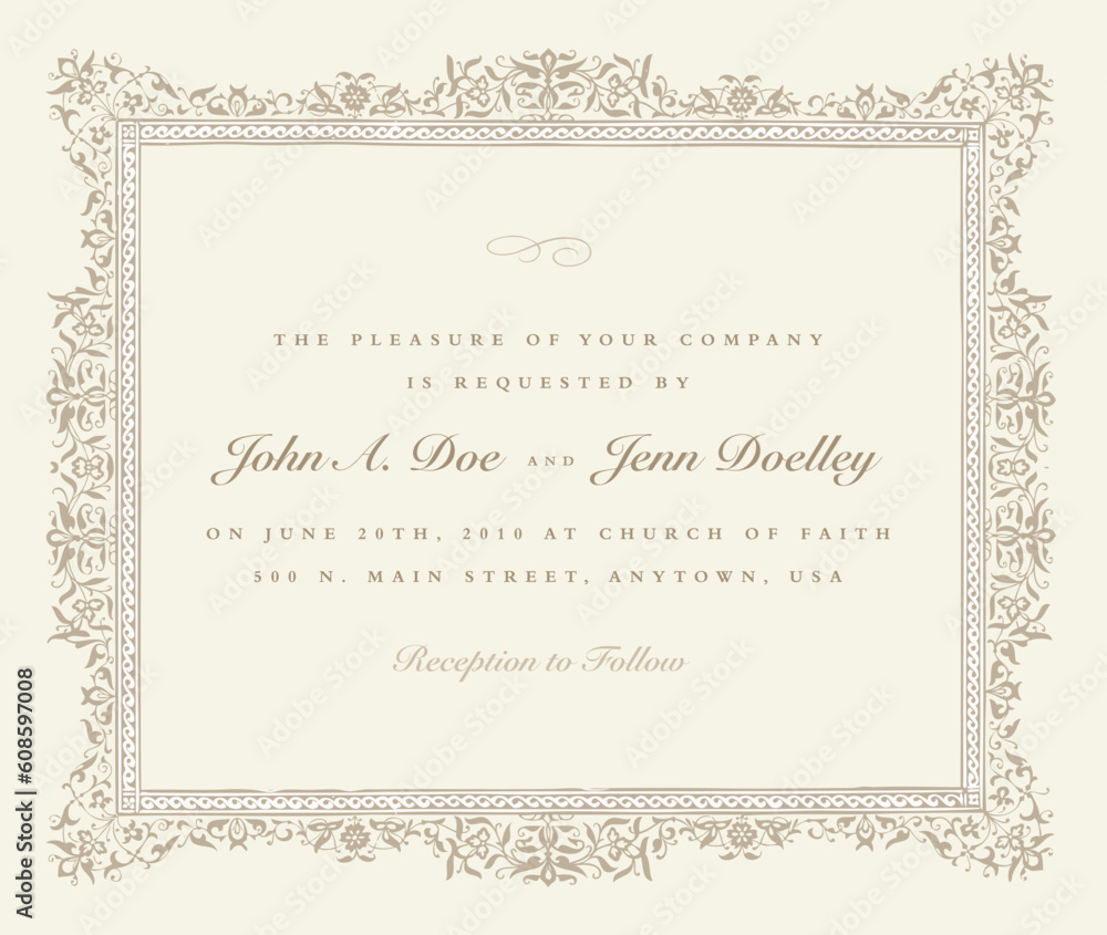 Vector Beige Ornate Frame. Easy to edit. Perfect for invitations or announcements. Vector Beige Ornate Frame. Easy to edit. Perfect for invitations or announcements.