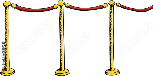 Velvet rope barrier illustration isolated over white
