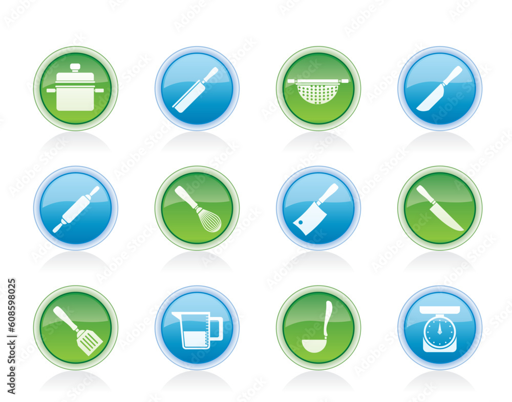 Cooking equipment and tools icons - vector icon set Cooking equipment and tools icons - vector icon set