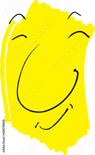 Smiling happy face over yellow and white background