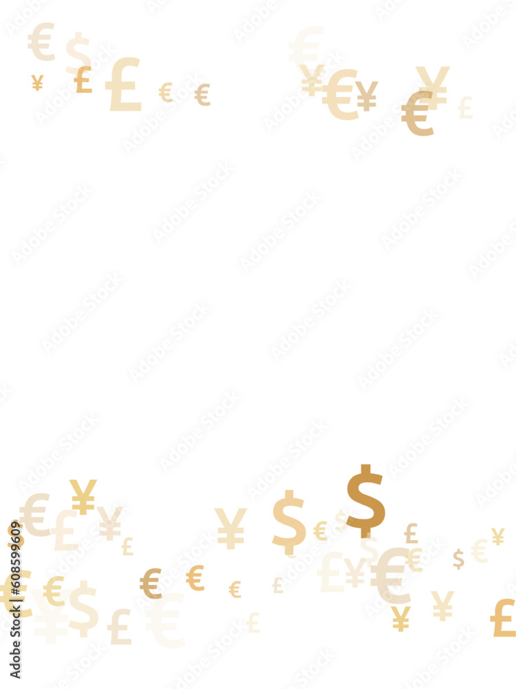 Obraz premium Euro dollar pound yen gold symbols flying money vector background. Payment pattern. Currency icons