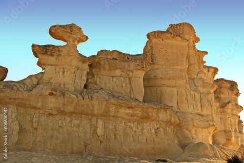 photographs of the famous rock formations formed by the erosion of wind, rain and sun, in Bolnuevo, Mazarron, Murcia, Spain, photo