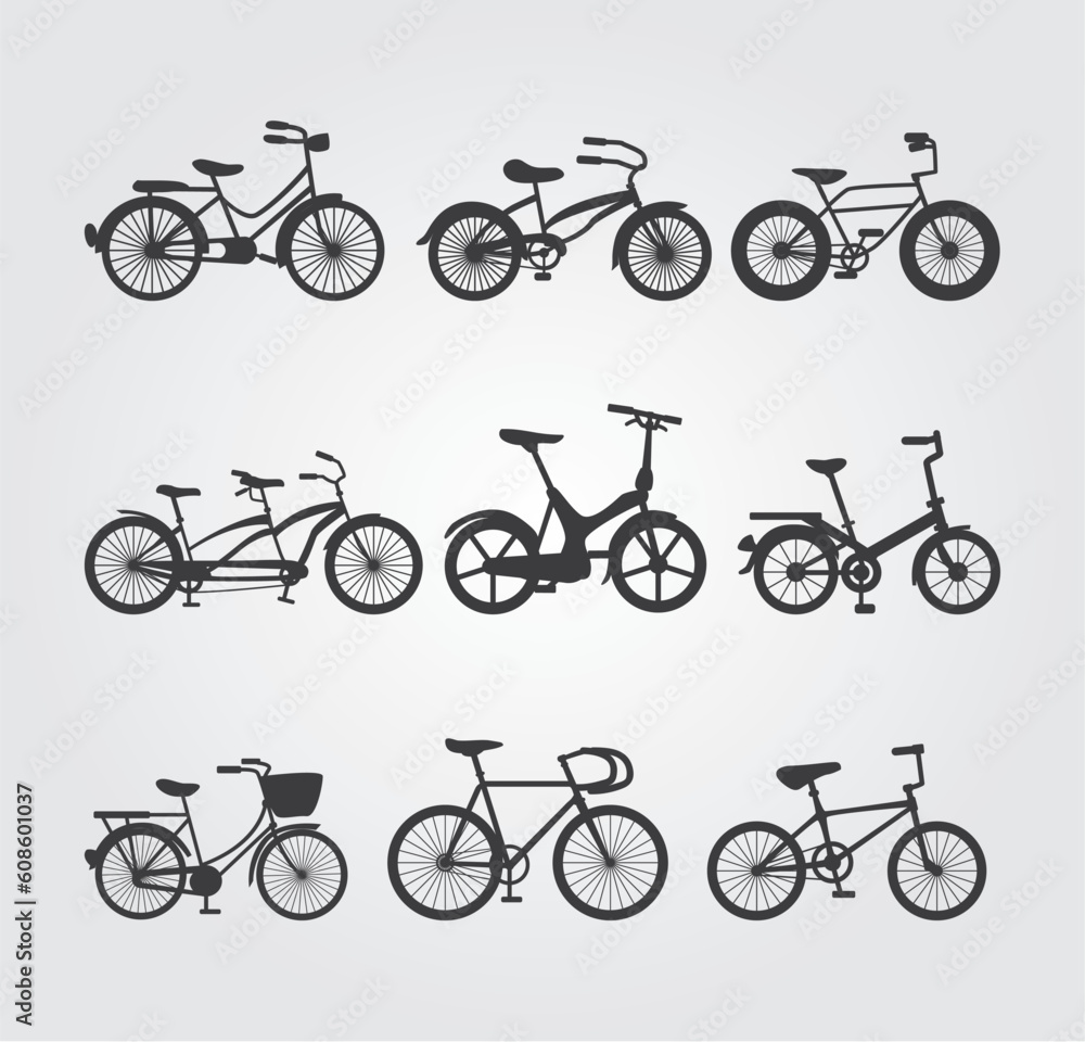 Obraz premium Set of Bicycle Vector Silhouettes