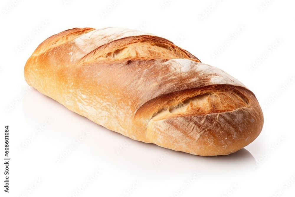 Fresh white bread on a white background. Generative AI