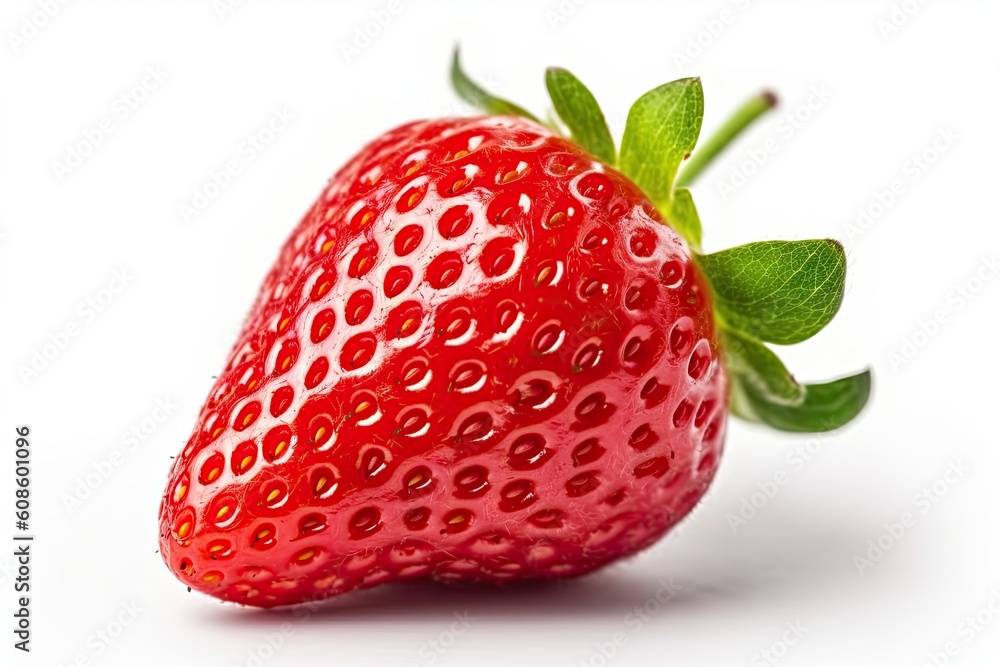Juicy red strawberries on a white background. Generative AI Juicy red strawberries on a white background. Generative AI
