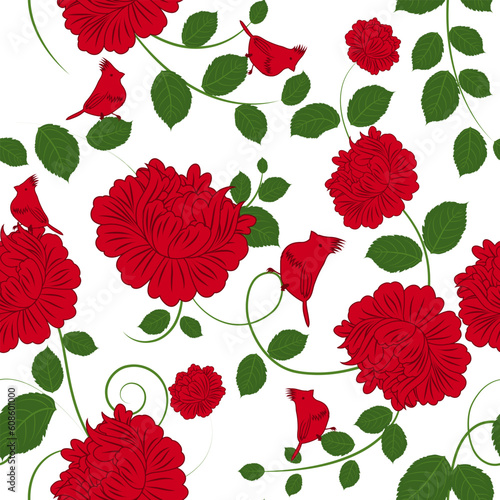 Seamless vector floral pattern. For easy making seamless pattern just drag all group into swatches bar  and use it for filling any contours.