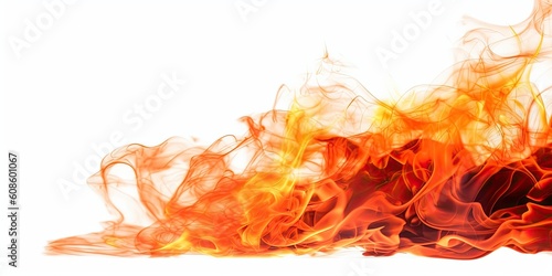 Abstract illustration of flames of fire on a white background. Generative AI