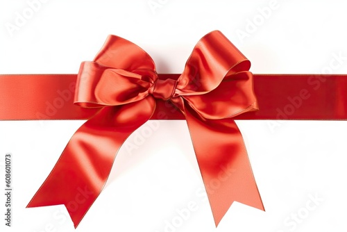 Decorative red gift bow on a white background. Generative AI