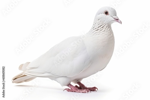 White dove isolated on white background. Generative AI