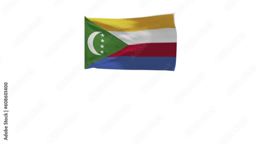 3D rendering of the flag of Comoros waving in the wind. 3D rendering of the flag of Comoros waving in the wind.