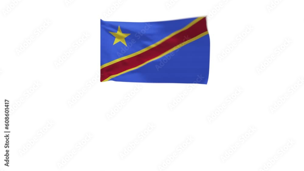 3D rendering of the flag of Democratic Republic of the Congo waving in the wind. 3D rendering of the flag of Democratic Republic of the Congo waving in the wind.