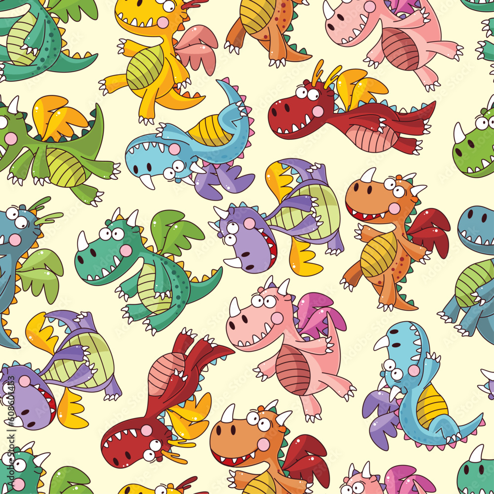 cartoon fire dragon seamless pattern cartoon fire dragon seamless pattern
