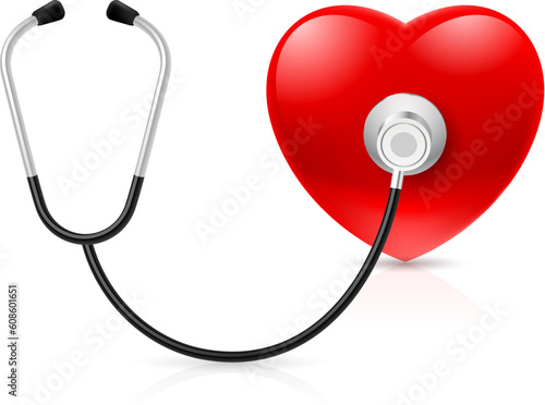 Stethoscope and heart. Illustration on white background